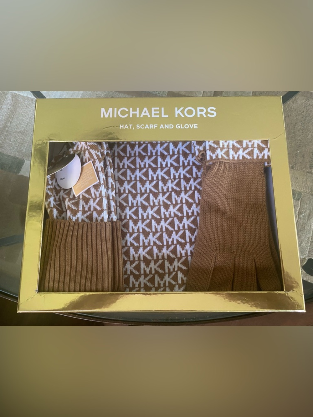 Michael Kors New in Box Hat, Scarf & Glove Set